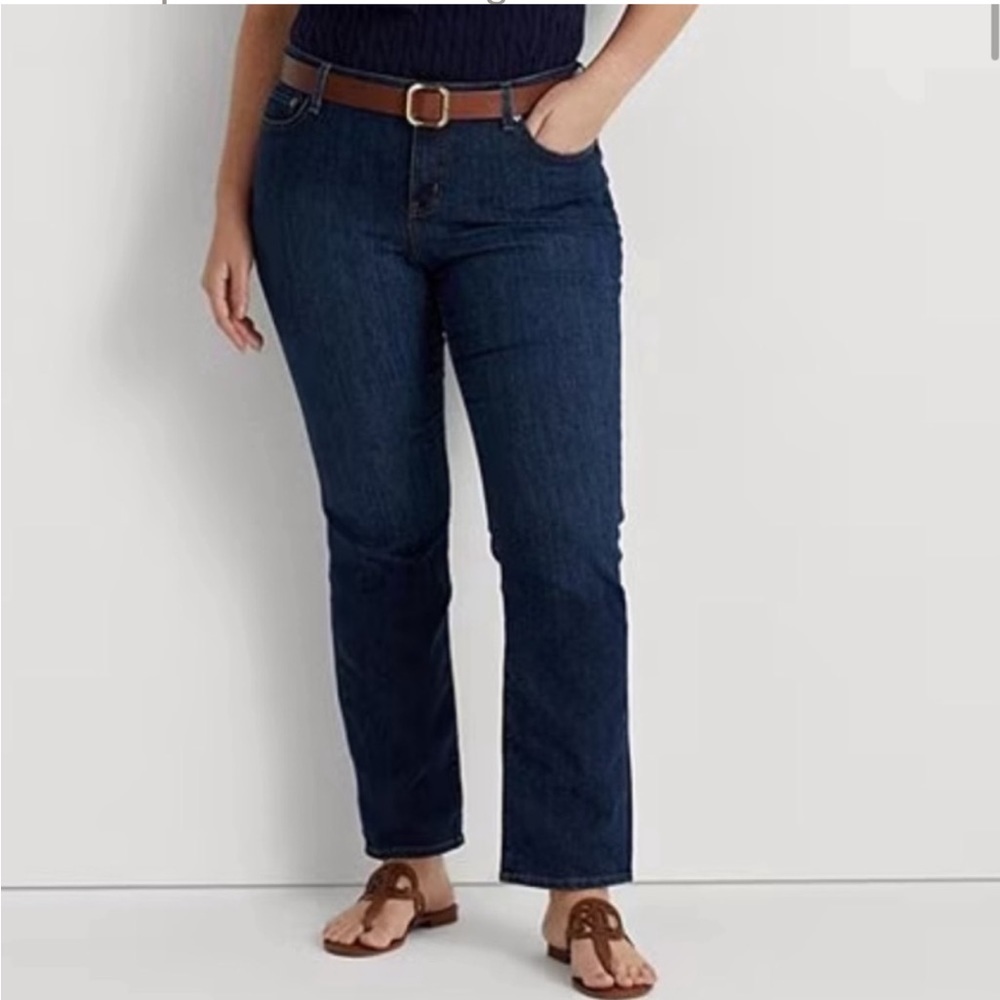 Black Label Lauren Ralph Lauren Women's Straight Leg DarkWash Zipper Fly 20W×30